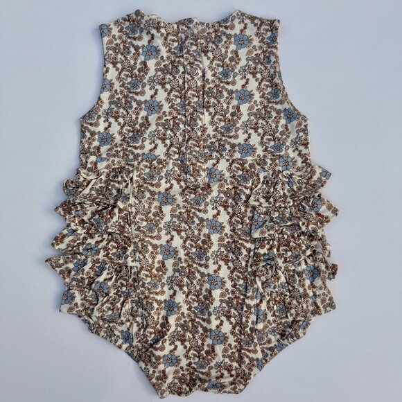 Kate Quinn Sleeveless Ruffle Bubble | Brown/Blue Floral | 18-24M | NWT - Picture 7 of 7